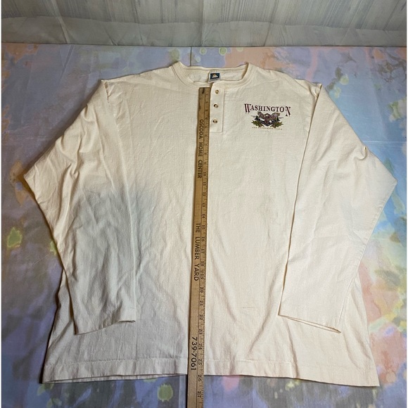 Vintage 90s Washington State Cotton Deluxe XL Long Sleeve Shirt Made in USA - Picture 7 of 7